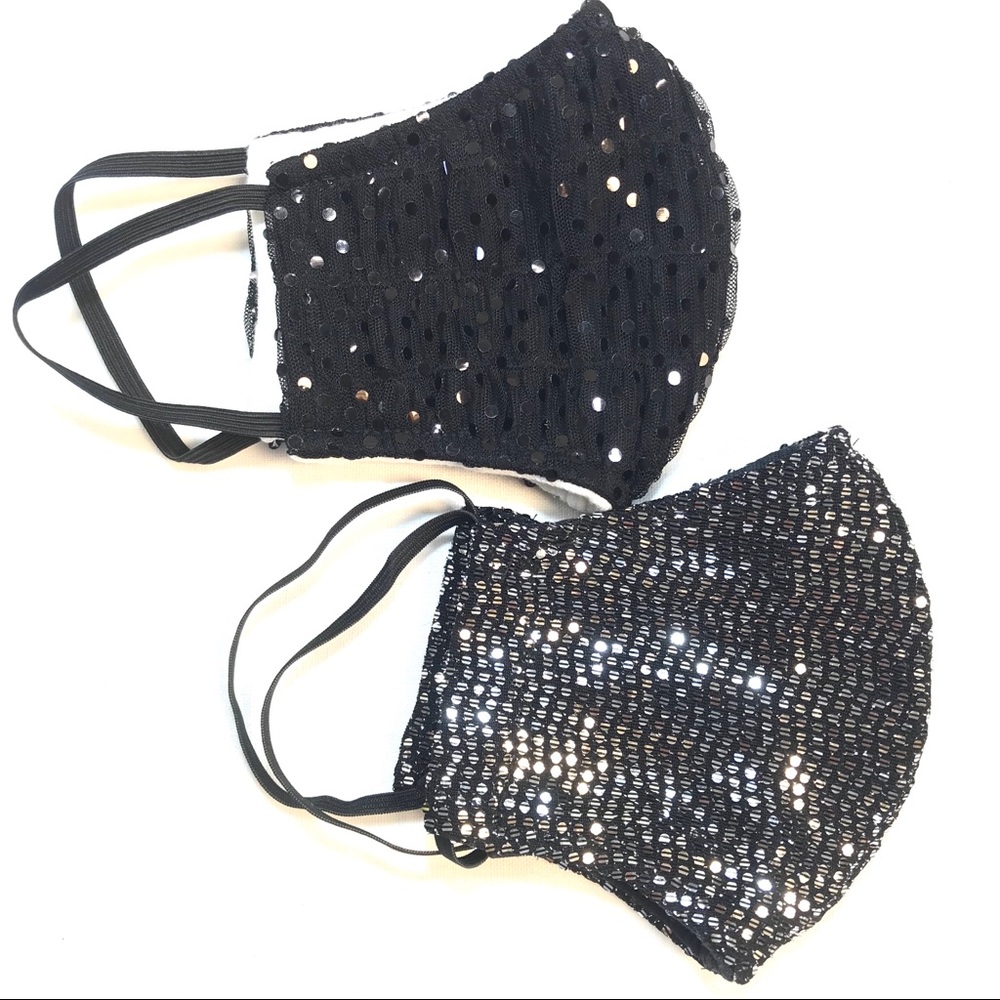 2 Pieces Fashion Sequins Adult Face Covering Masks